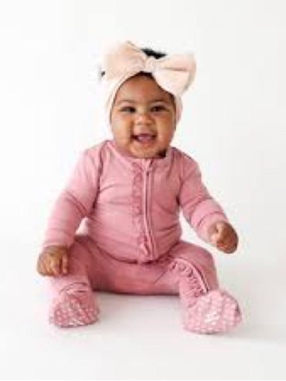 Posh Peanut Dusty Rose Zippered Footie in Size Newborn